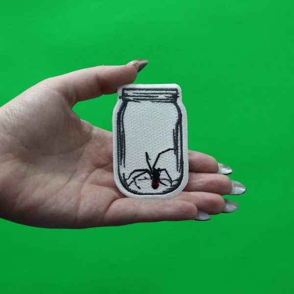 Black Widow In Jar Patch Strange TV Monster Spider Embroidered Iron On For Sale - Image 2
